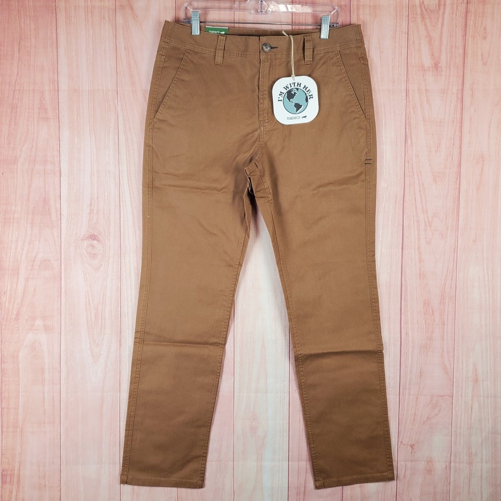 Toad&Co Mission Ridge Lean Chino Pants Men 34 X 32 Tan Cotton Stretch Outdoor